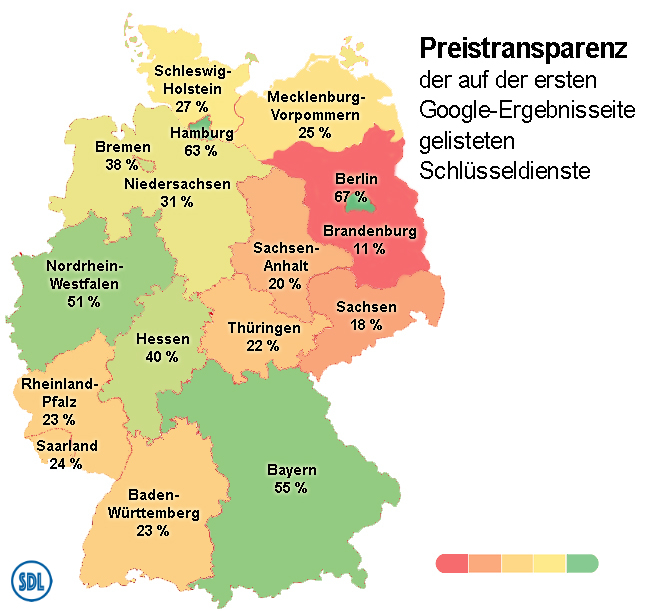 Preistransparenz von Schlüsseldiensten 2023 in den deutschen Bundesländern